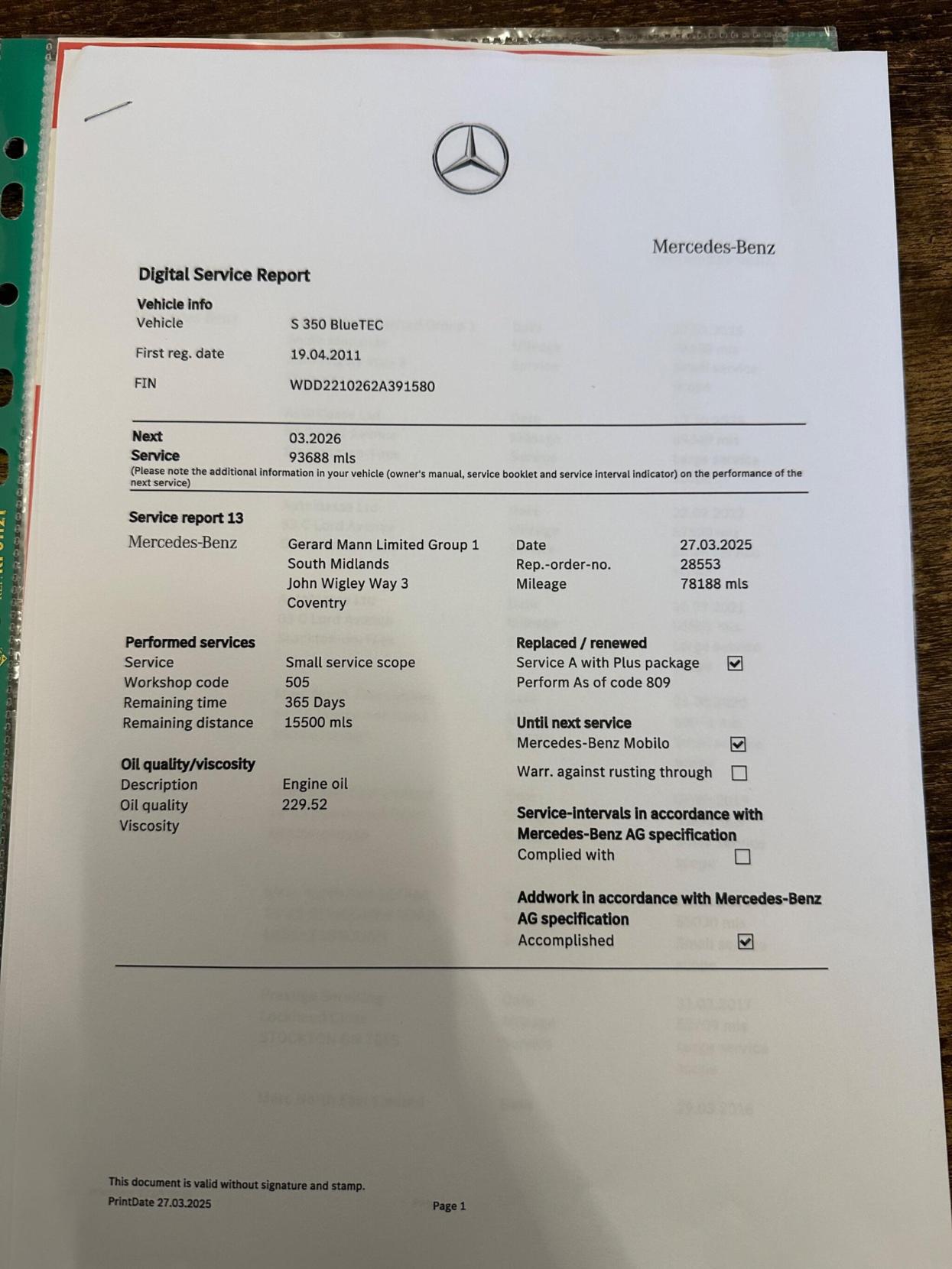 Mercedes-Benz S Class 3.0 S350 V6 BlueTEC G-Tronic+ Euro 6 4dr